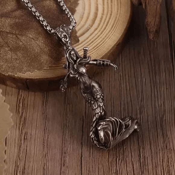 Mermaid Warrior Stainless Steel Pendant Necklace - Picture 6 of 8